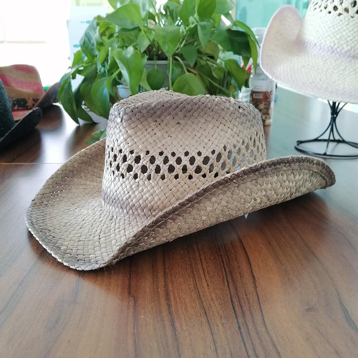 Plain Natural Straw Cowboy Hat unisex Brim Sombreros Light plate hat beach texas Cowboy Cowgirl Straw Hat