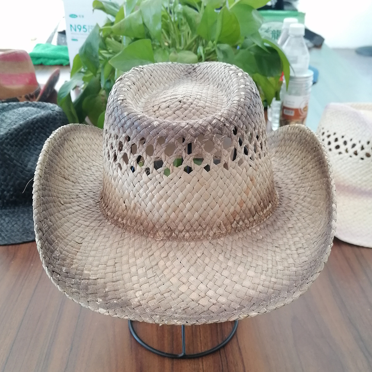 Plain Natural Straw Cowboy Hat unisex Brim Sombreros Light plate hat beach texas Cowboy Cowgirl Straw Hat