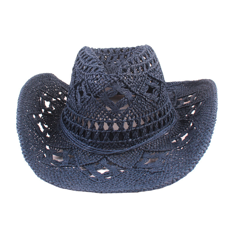 Handmade Paper Straw Cowboy Hat Mexico Sombreros Carbonization Summer Beach Sun Fishing Cowboy Cowgirl Hat