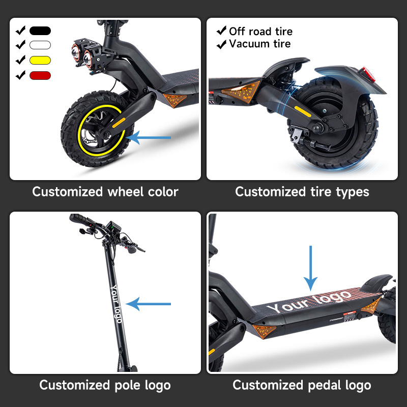 China factory 800/1000w high power dual motor 10 inch tire off-road scooter T8 adult folding electric scooter wholesale