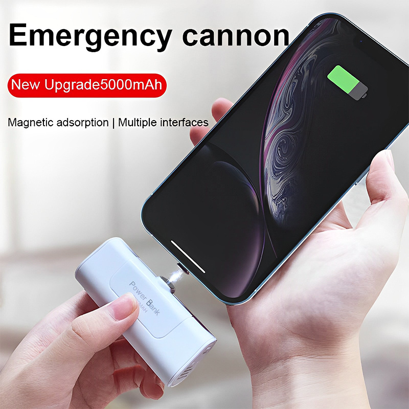 Mini Capsule Power Bank 5000Ah Led Display Battery Pack Charger Compact PowerBank Portable Charger cargador de apple