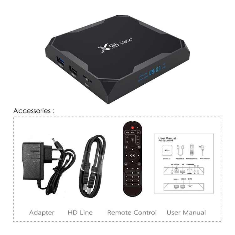 Factory X96 max plus S905X3 tv box X96 MAX+ 4GB 32GB Android 9.0 8K BT4.0 tv box 4gb 64gb hot sell smart set top box STB X96max+