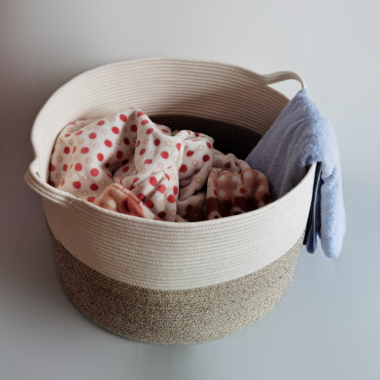 Cotton Rope Storage Basket Decorative Basket For  Living Room and Toys  Pillows and  Shoes and towels