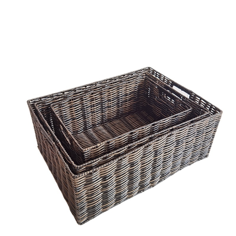 Handmade Wicker Storage Baskets Set Shelf  Woven Decorative Home  Organizing  Bins