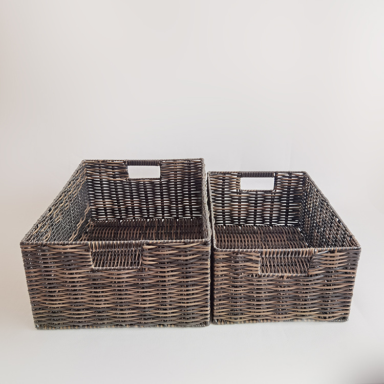 Handmade Wicker Storage Baskets Set Shelf  Woven Decorative Home  Organizing  Bins