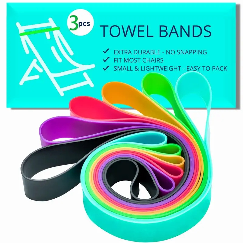 Colorful Elastic Stretchable Silicone Beach Chair Towel Bands For Beach Chairs