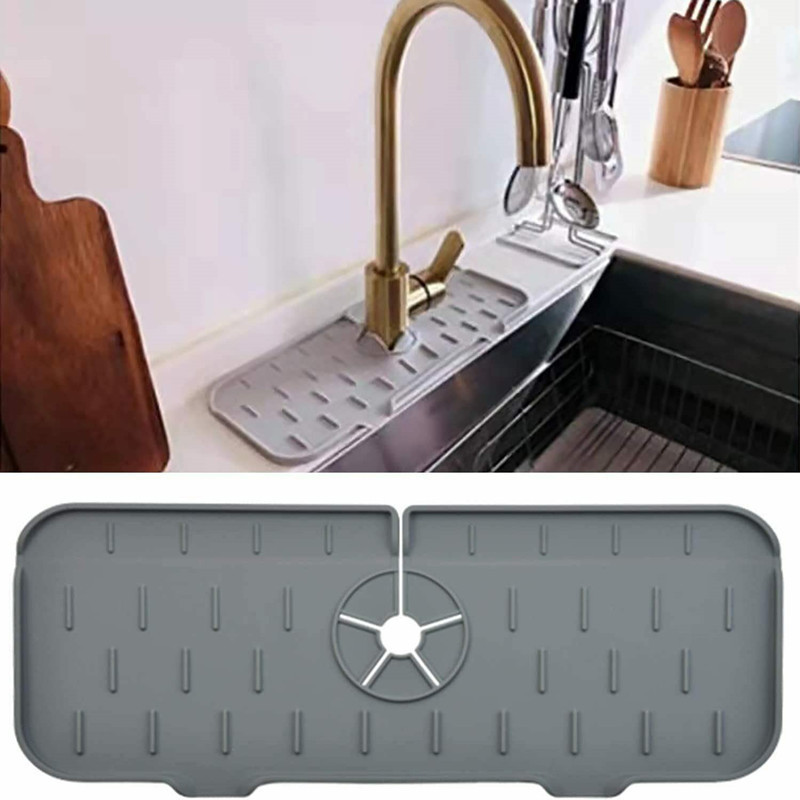 Silicone Sink Faucet Mat Absorbable Draining Water Catcher For Kitchen Bathroom Sink Splash Guard