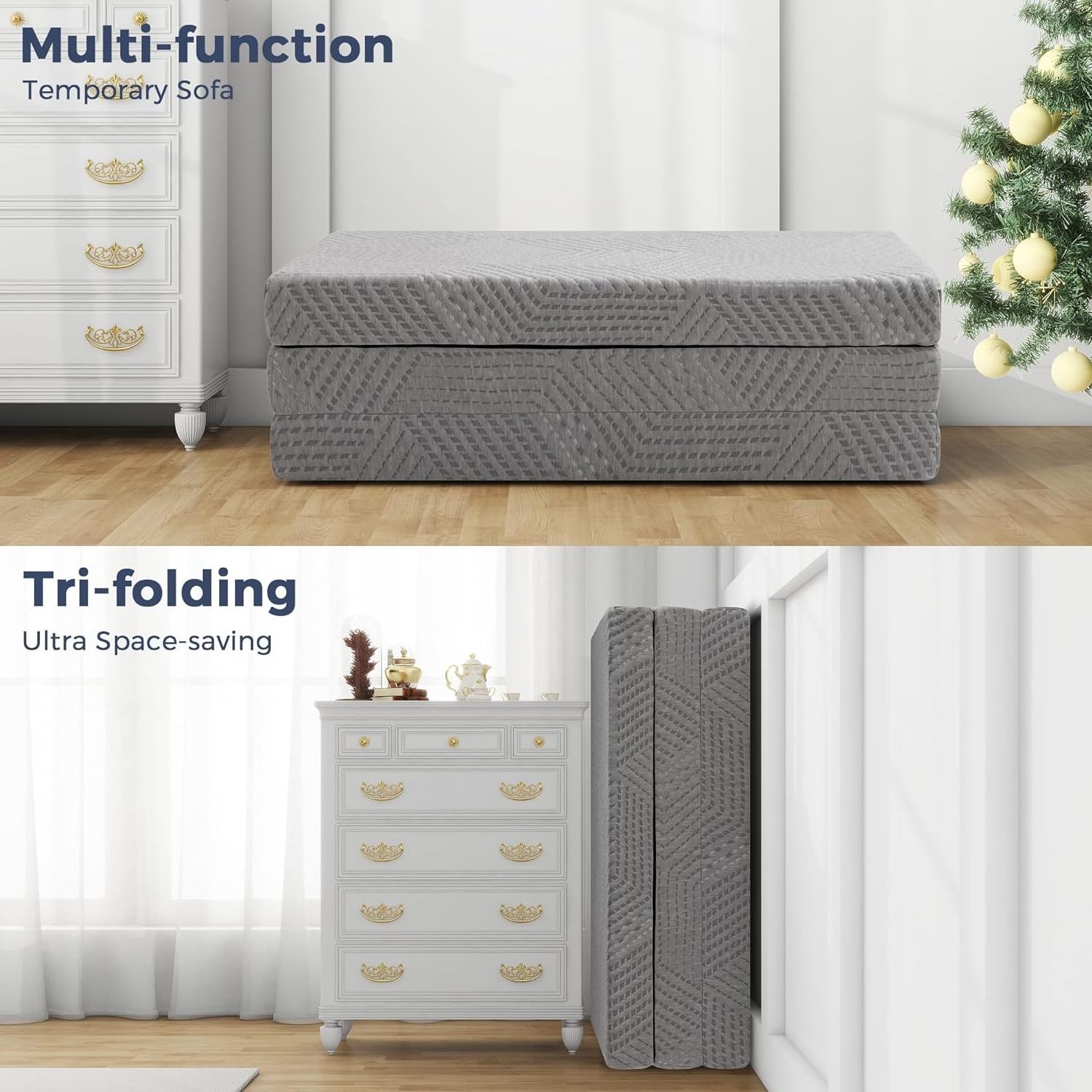 Folding Mattress Twin Size, 4 Inch Tri-Fold Memory Foam Mattress, Foldable Gel-Infused Mattress