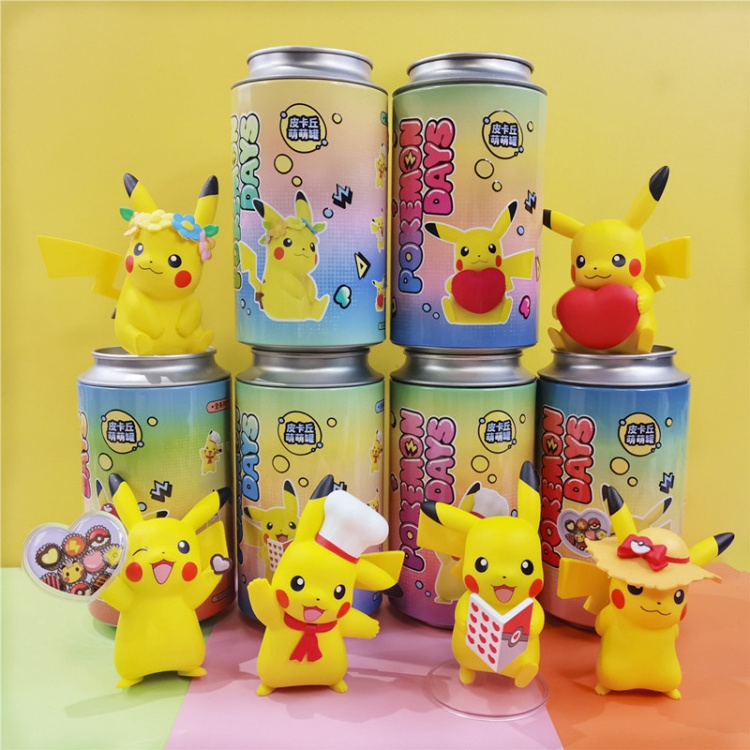 Wholesale Poke-mon Cartoon PVC Toy Pika-chu Figures Canned Blind Box for Collection