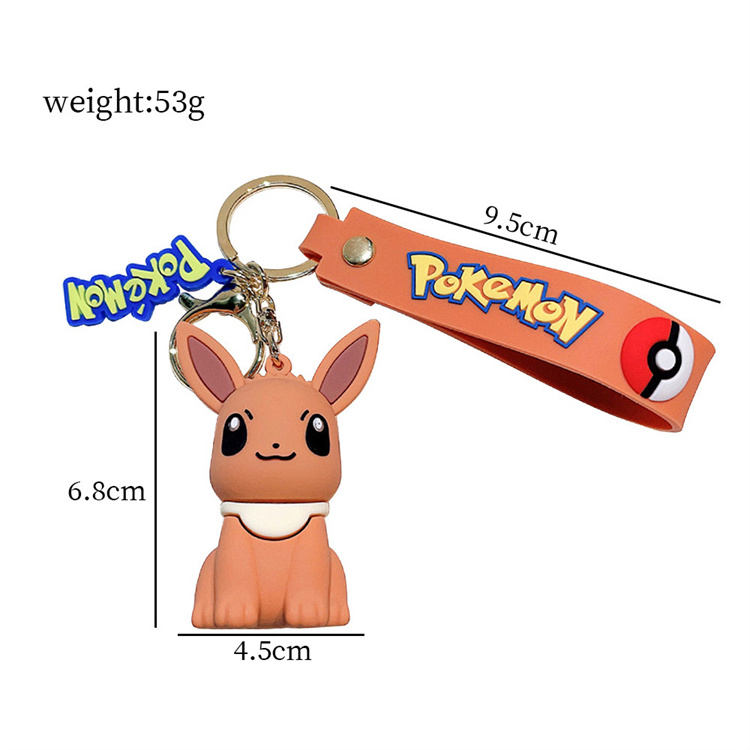 3d PVC Japanese Anime promotional Pokemoned Keychain Silicon Keyring custom Cartoon Character Bag Key chain Car Rubber Keychain