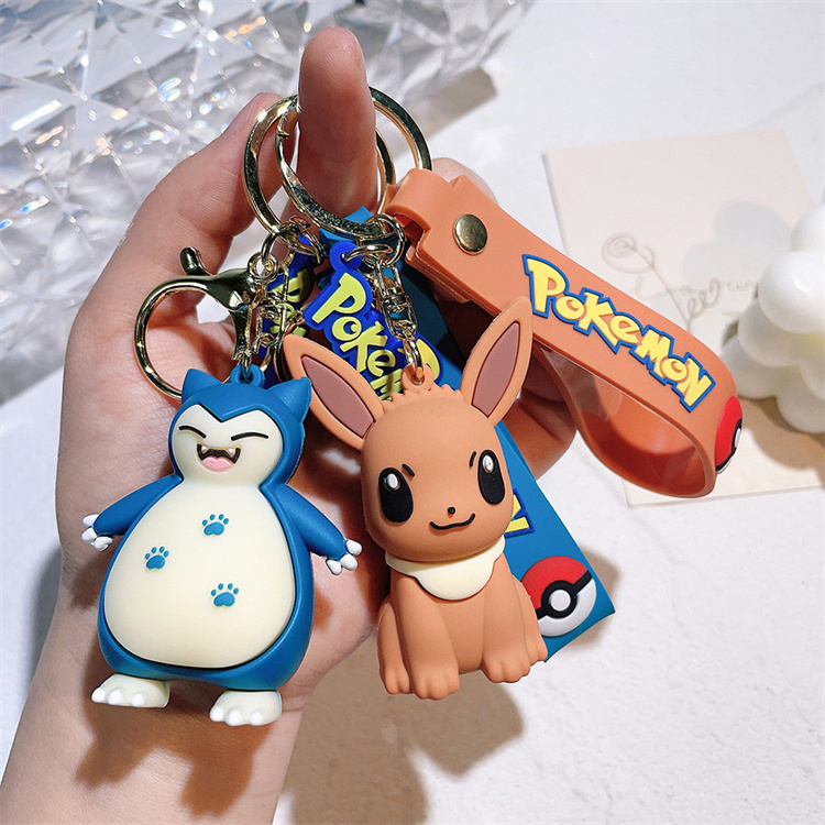 3d PVC Japanese Anime promotional Pokemoned Keychain Silicon Keyring custom Cartoon Character Bag Key chain Car Rubber Keychain