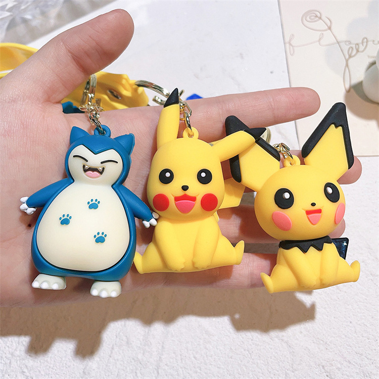 3d PVC Japanese Anime promotional Pokemoned Keychain Silicon Keyring custom Cartoon Character Bag Key chain Car Rubber Keychain