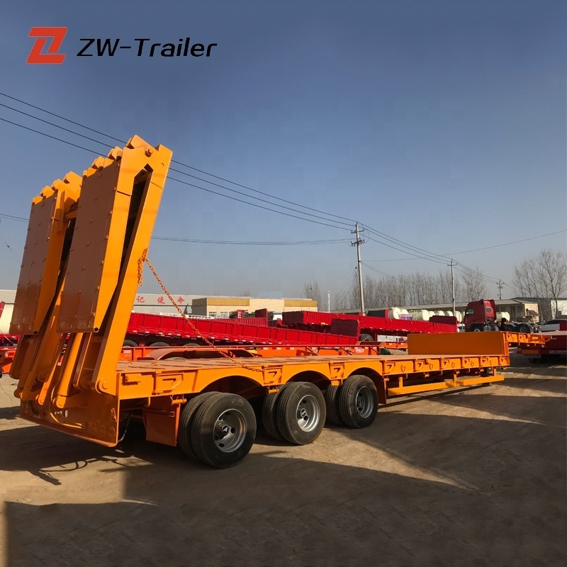 3 Axle 40T 50T 60T 100T Gooseneck Low Bed Semi Trailer Dimensions Lowbed Truck Trailer For Sale