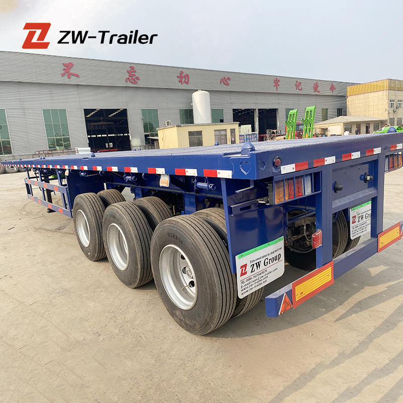 New Trailer Truck 3 4 Axle 20ft 40ft Flatbed Container Flat bed Trailer For Sale