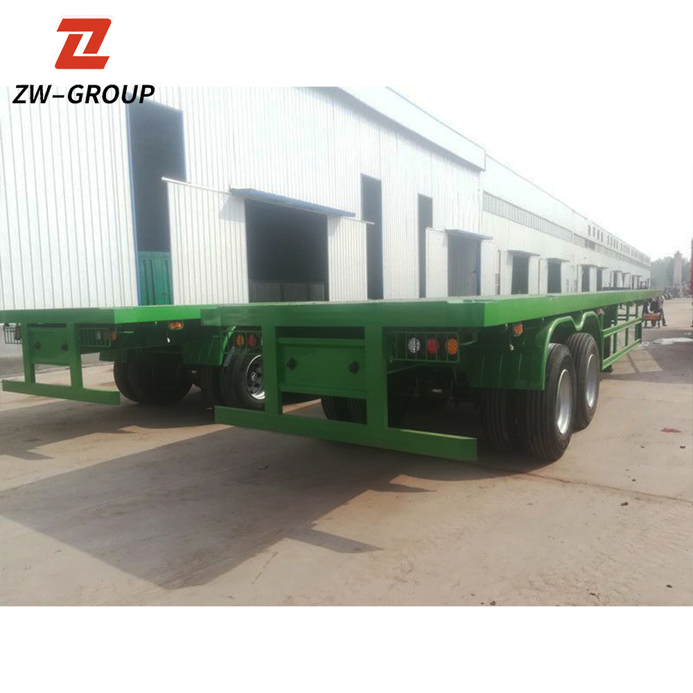 2Axle Flat Bed Truck Semi Trailer Load 20/ 40 Feet Container Transportation Flatbed Semi Trailer Flatbed