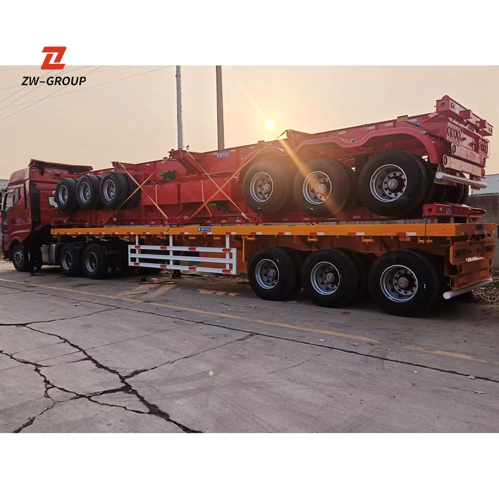 40-60 Tons 2 3 4 axles Flatbed 20ft 40ft 45ft Container Semi truck trailer or Flatbed Semi trailer