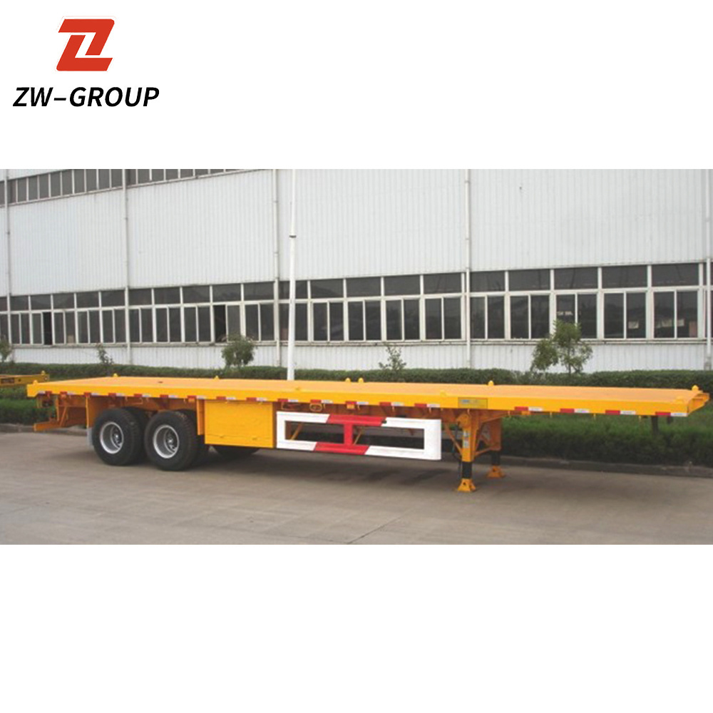 2Axle Flat Bed Truck Semi Trailer Load 20/ 40 Feet Container Transportation Flatbed Semi Trailer Flatbed