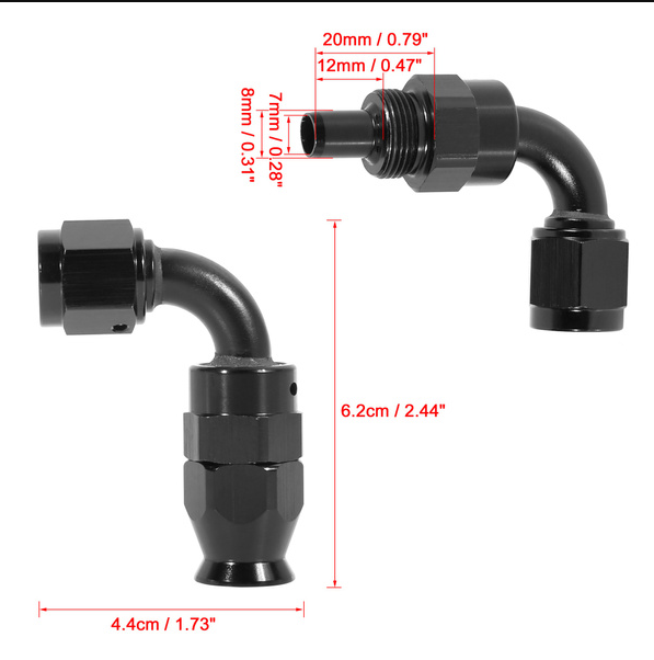 Aluminum alloy metric an3 an4 an6 an8 10an 12an swivel hose end for ptfe braided brake hose line