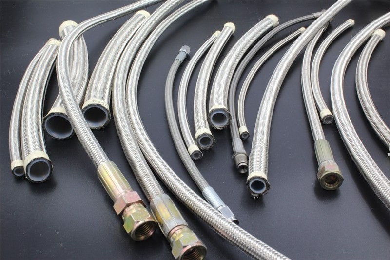 PTFE Hose Tube Flexible Stainless Steel Braided Fuel Smooth Bore / Corrugated PTFE Hose High Pressure PTFE Brake Hose Hydraulic