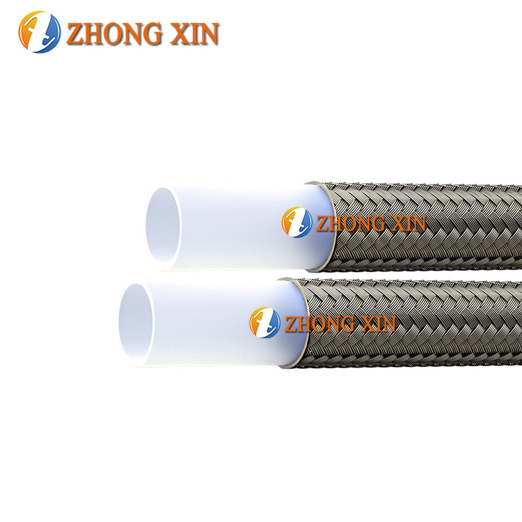 PTFE Hose Tube Flexible Stainless Steel Braided Fuel Smooth Bore / Corrugated PTFE Hose High Pressure PTFE Brake Hose Hydraulic