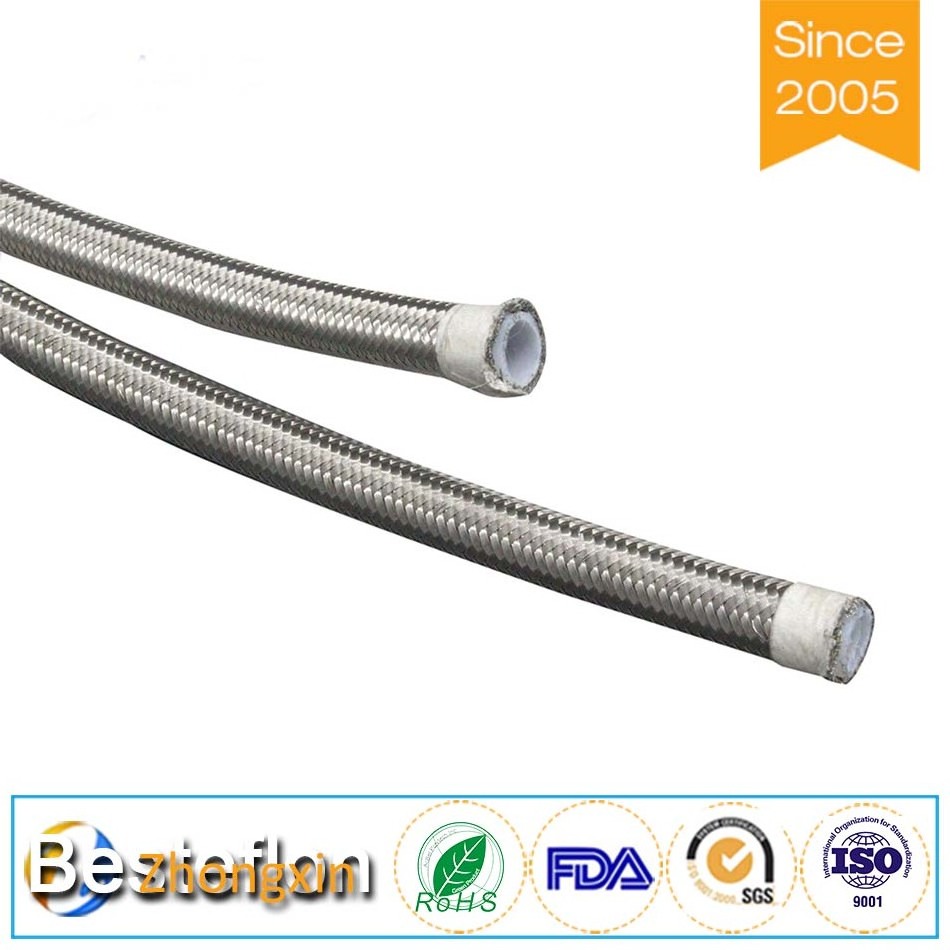 Durable high temp corrosion resistance braided 304 wire ptfe smoothbore hose/pipe