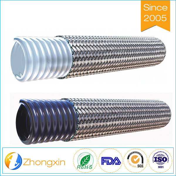 Anti-Static PTFE Tube Stainless Steel Braided Conductive PTFE Hose Corrugated/Smooth Bore High Pressure High Temp PTFE Tube