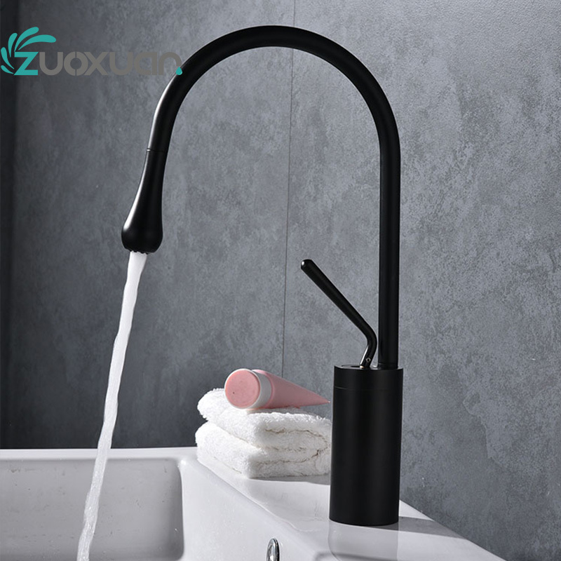 Hot sale hot and cold mixer new brass Swan neck style face basin faucet