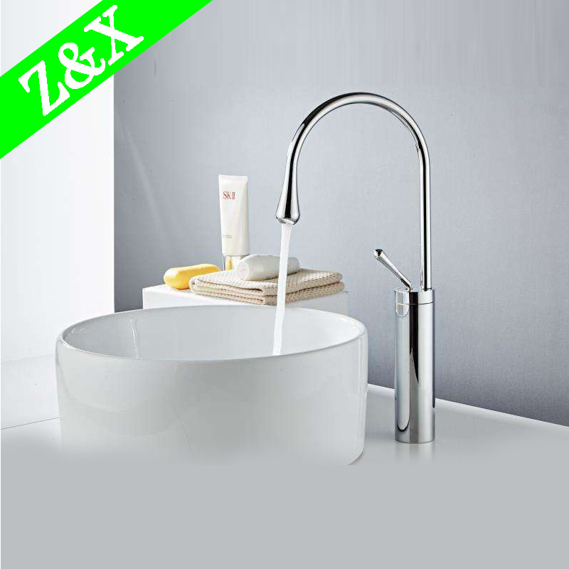 Hot sale hot and cold mixer new brass Swan neck style face basin faucet