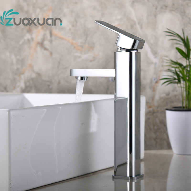 high quality cheap chrome square bathroom wash basin faucet