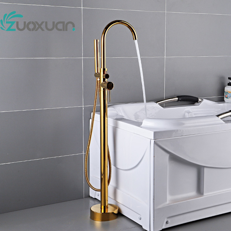 Tub Mixer Shower Brass Freestanding Tap Floor Free Standing Faucet