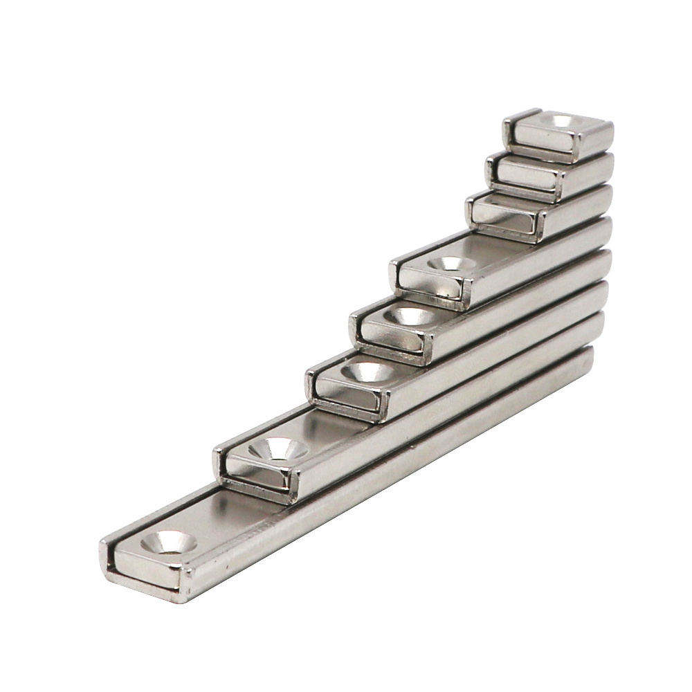 Rectangular Pot Channel Neodymium Magnet Industrial Permanent Block Countersunk Hole N52 Magnet