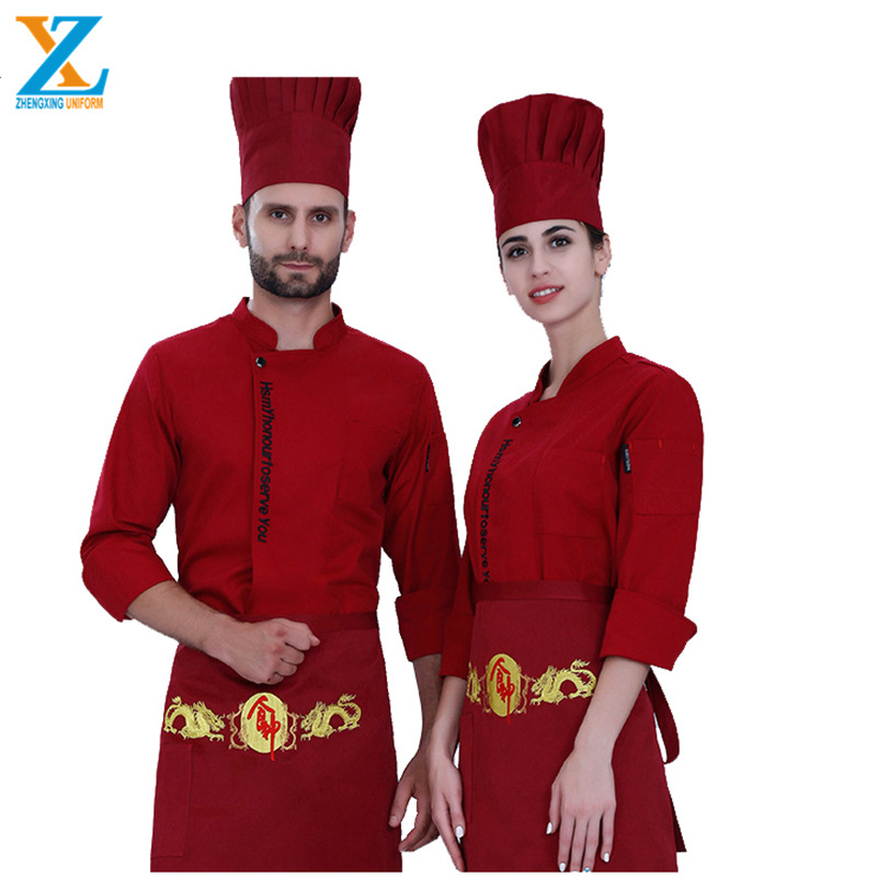 Latest Design Wholesale OEM Restaurant Hotel Staff Clothes Black Chef Coat Cooking Uniform