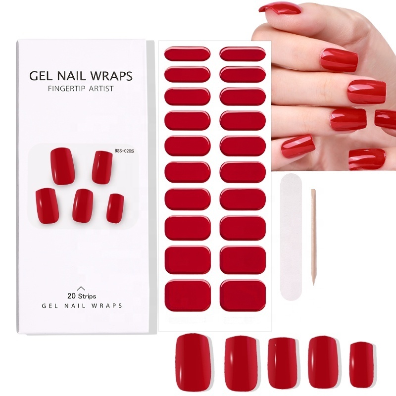 Top Seller Art Sticker Self Adhesive Easy Apply Semi Cured Gel Nail With the UV Light Long Lasting Solid Uv Gel Gail Strips