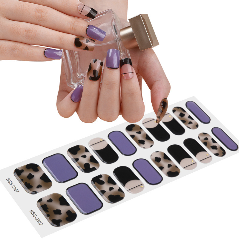 Beauty Sticker Factory Price Nail Wraps Korean 3D Semi Cured Gel Nail Strips Custom Logo Gel Nail Sticker Uv Lamp