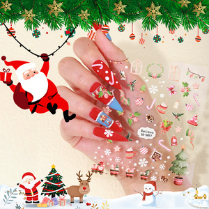 Christmas nail art Santa nail decals strap glue 5D stickers sticker nails 2023