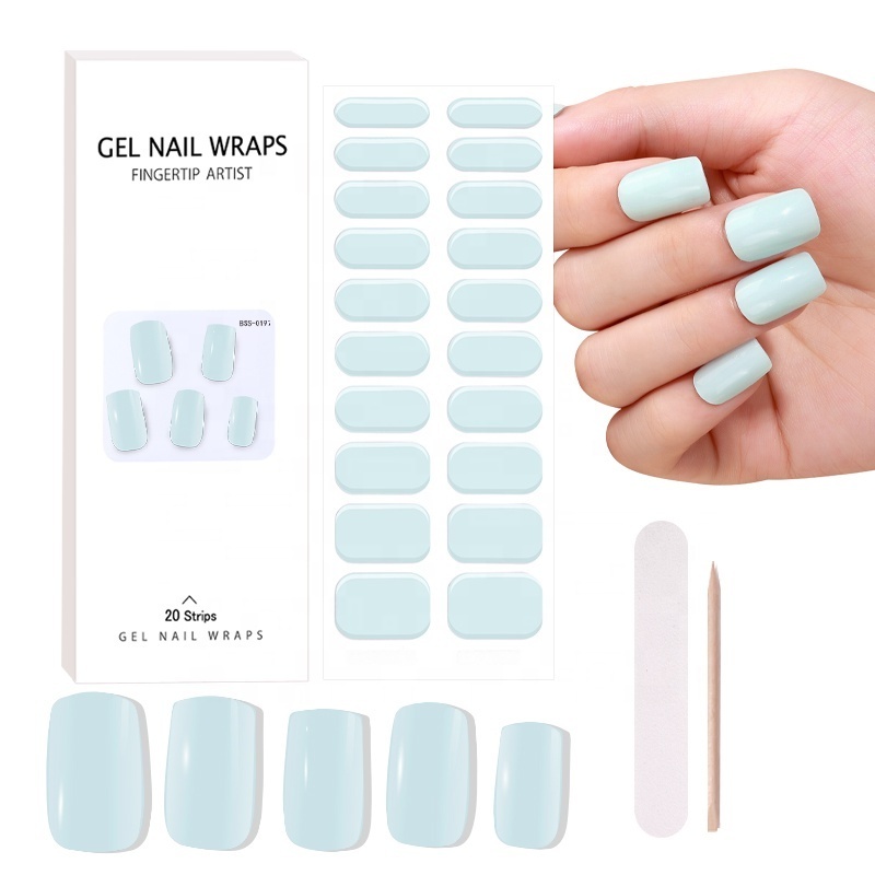 Top Seller Art Sticker Self Adhesive Easy Apply Semi Cured Gel Nail With the UV Light Long Lasting Solid Uv Gel Gail Strips