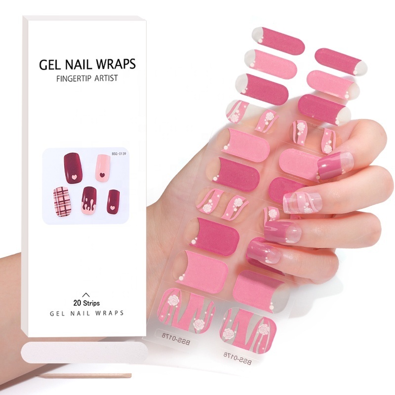 Factory Nail Supplier New Designs Custom Semi Cured Gel Nail Polish Sticker Wraps