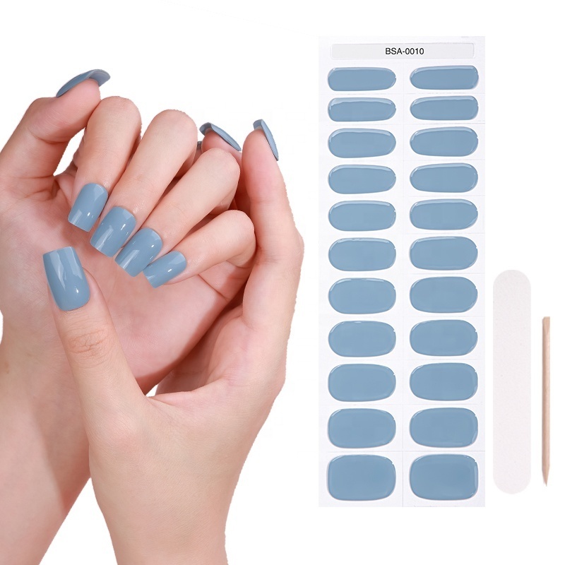 Zhengxiang New Style Self-adhesive Nails Wraps Fully Cured Gel Nail Stickers Solid Color NO UV Gel Nail Strips