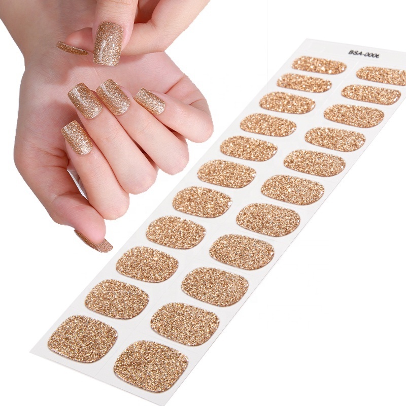 Zhengxiang New Style Self-adhesive Nails Wraps Fully Cured Gel Nail Stickers Solid Color NO UV Gel Nail Strips