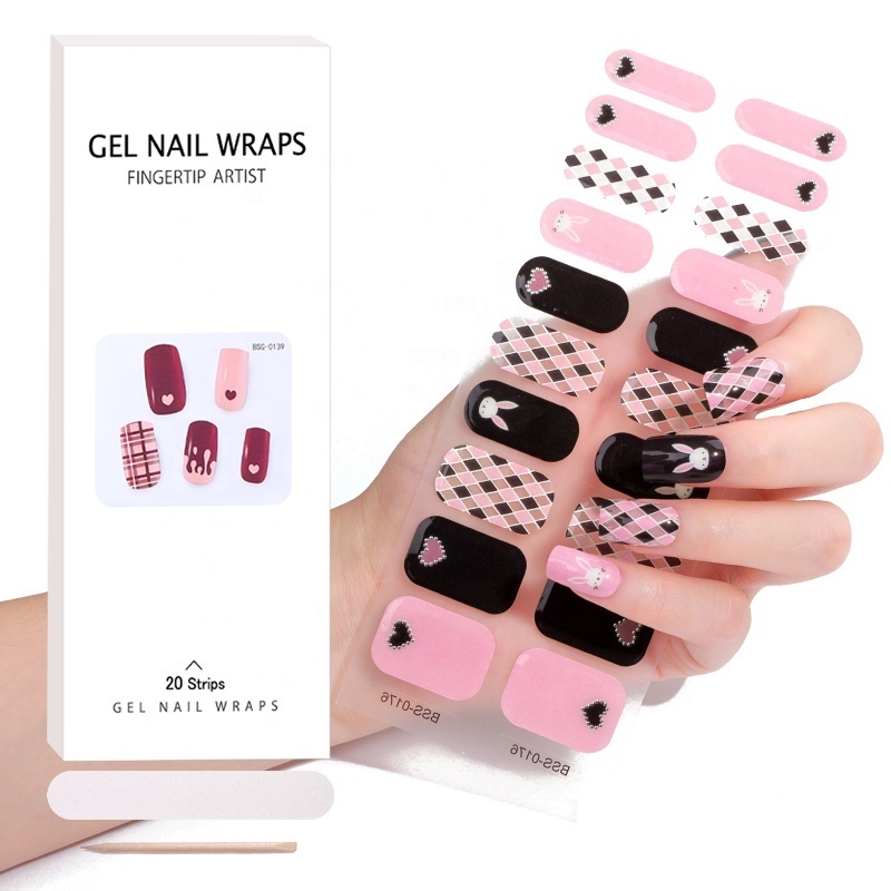 Factory Nail Supplier New Designs Custom Semi Cured Gel Nail Polish Sticker Wraps