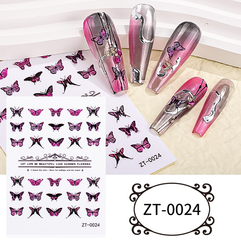 New Design love Flowers Butterfly Patterns Nail Decals Stickers nail for girls ladies women DIY beauty nail art