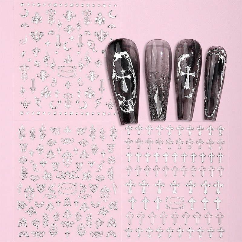 Stars and Moons Sky Designs Nail Art Stickers & Nail Decals 3D Metallic Gold and Black Color Nail Sticker Wholesale