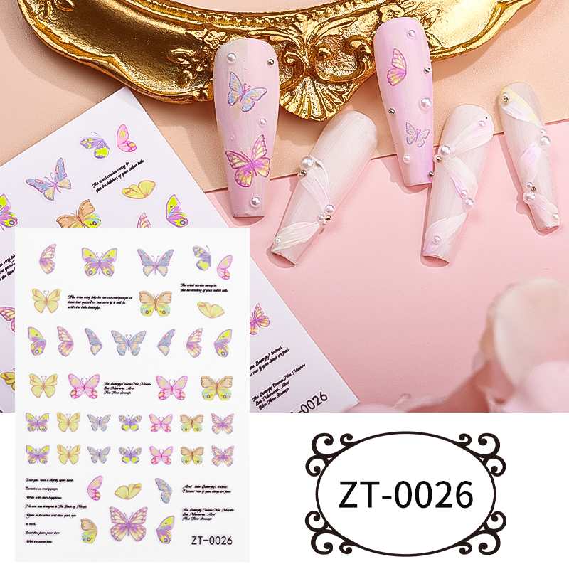 New Design love Flowers Butterfly Patterns Nail Decals Stickers nail for girls ladies women DIY beauty nail art