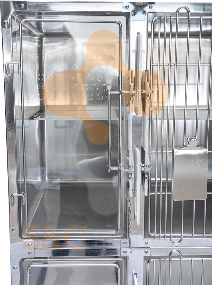 S&C MEDICAL Top-rated Veterinary Stainless Steel Luxury Cat Cage 006