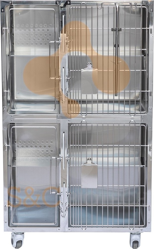 S&C MEDICAL Top-rated Veterinary Stainless Steel Luxury Cat Cage 006