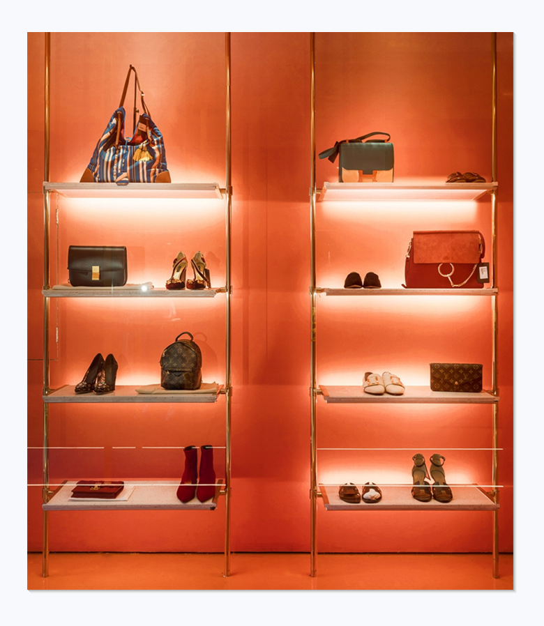 wall gold display rack for shoe display