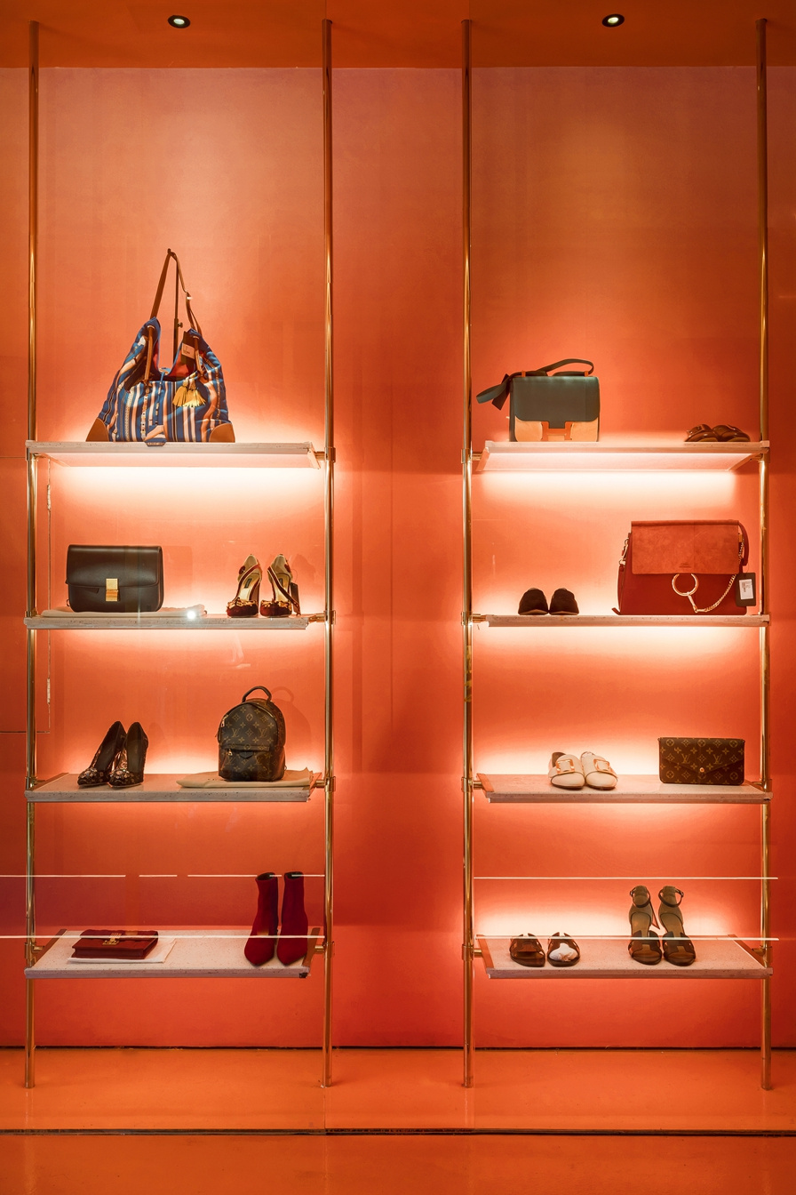 wall gold display rack for shoe display