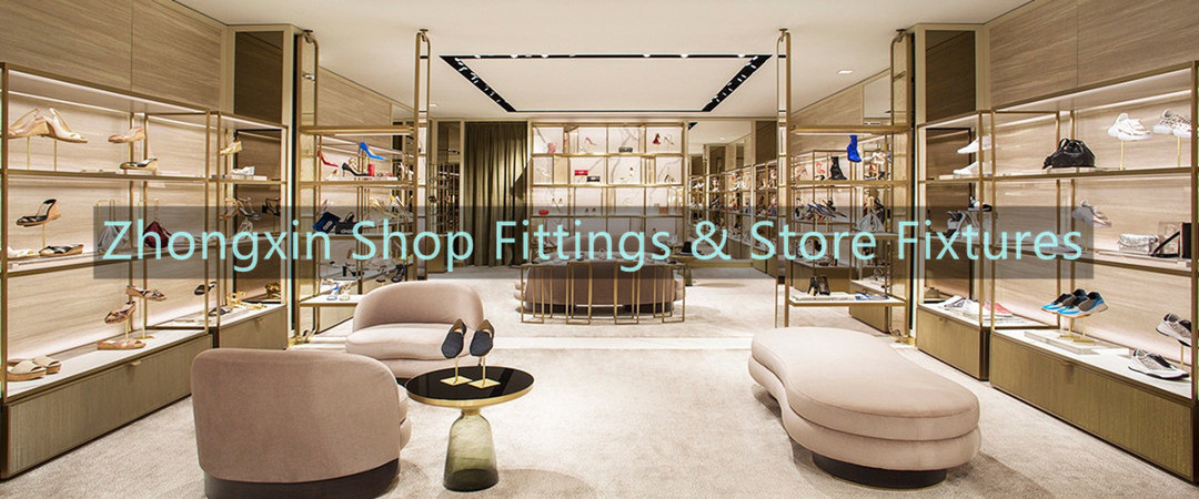 Modern garment shop interior design, wall mounted clothing display rack, shopping mall clothes display rack