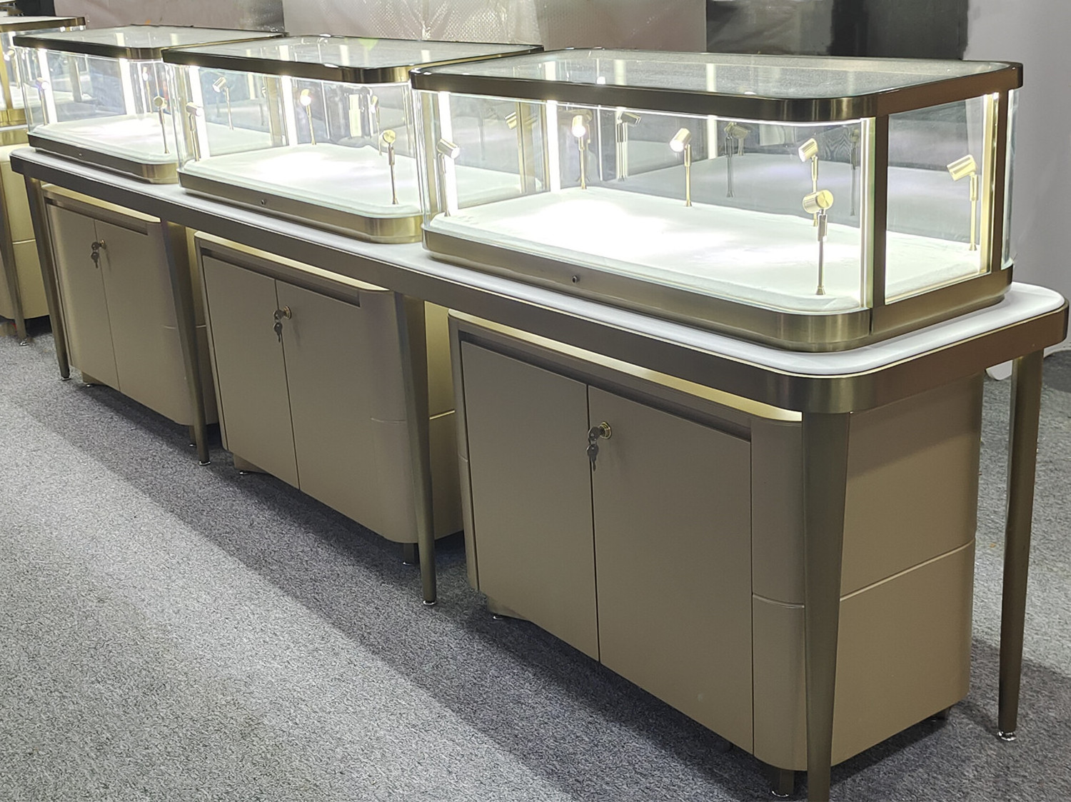 High end display jewelry glass showcase counter for luxury jewelry store