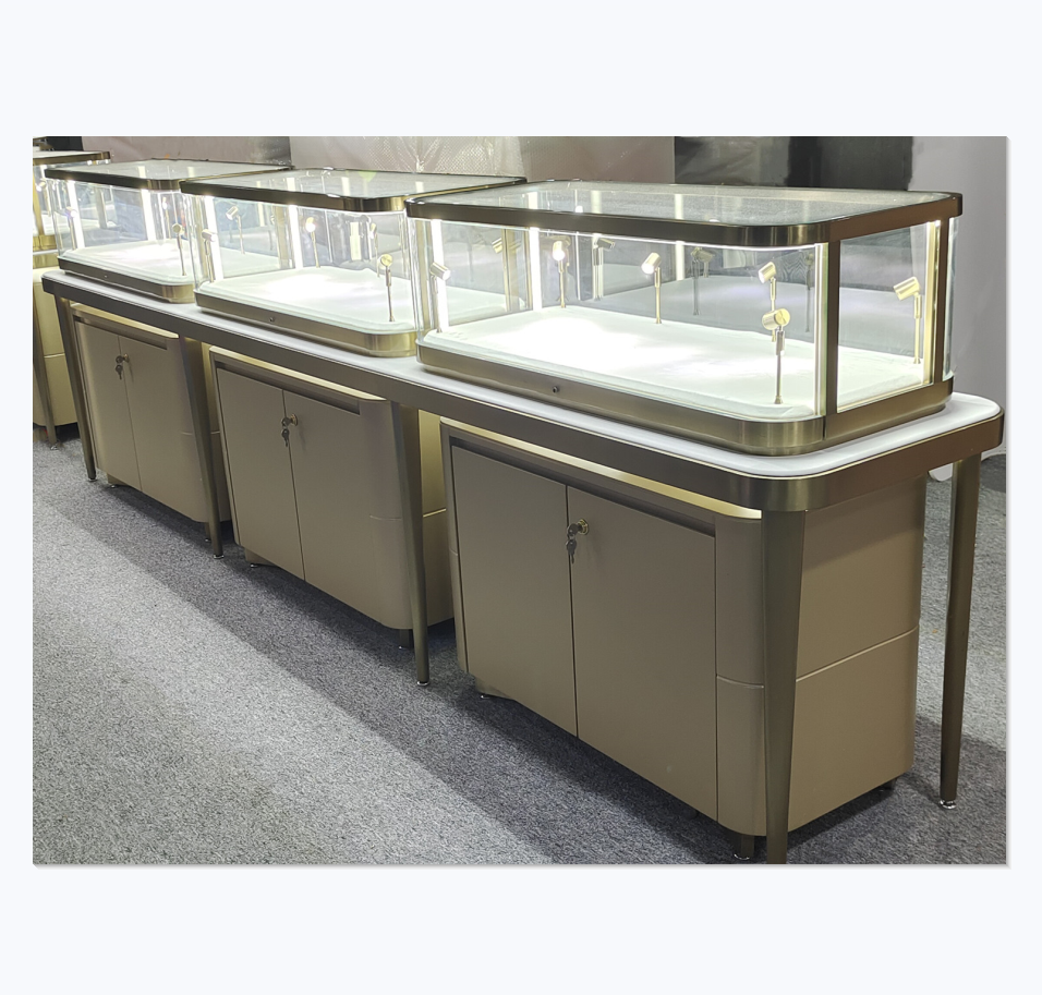 High end display jewelry glass showcase counter for luxury jewelry store